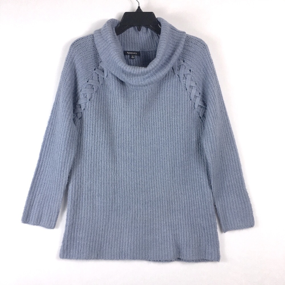 Relativity Cowl Collar Pullover Sky Blue Sweater